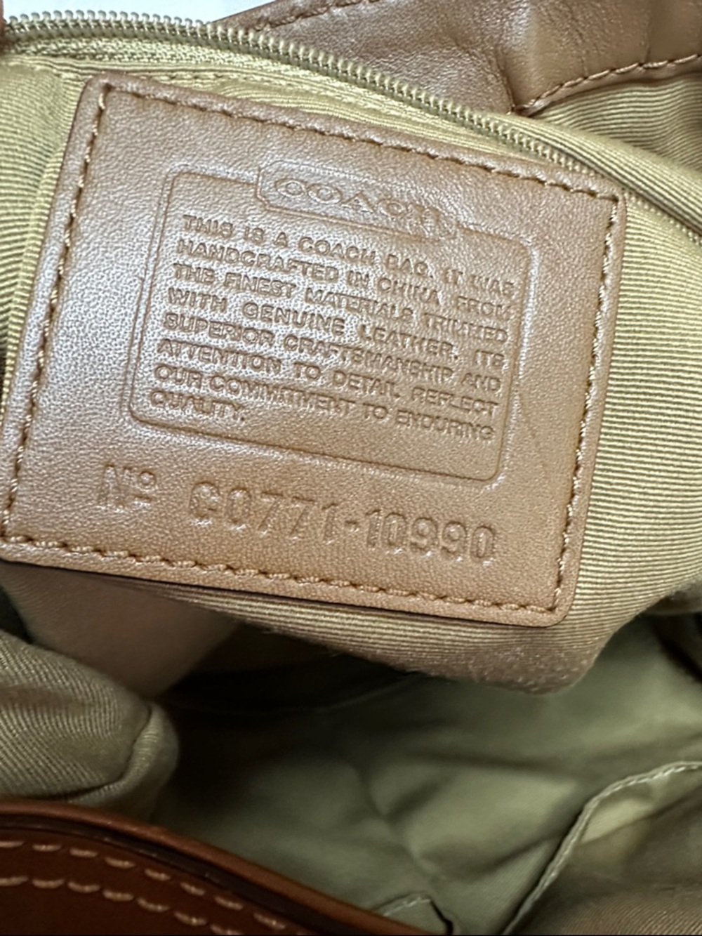 Coach 2007 Chelsea optic Tan/Khaki Signature Shoulder hobo Bag with Leather Trim - Picture 10 of 16